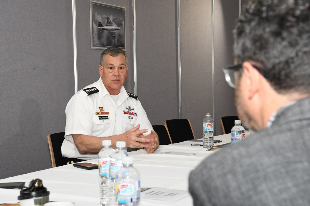 Gen. James Dickinson hosted a media roundtable during The Air and Space Power Conference, Canberra, Australia, March 22.