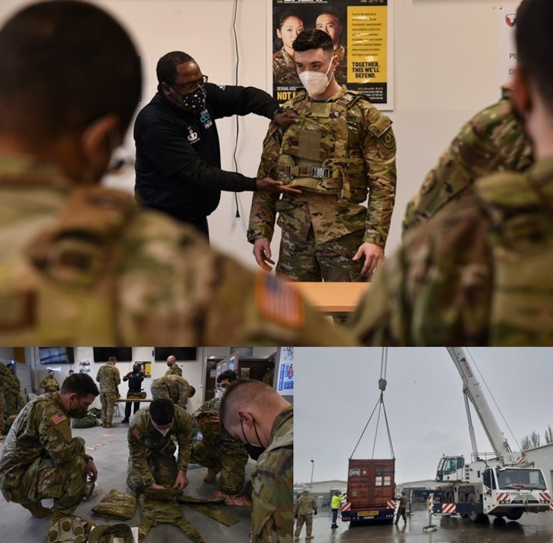 Soldiers assigned to 4th Squadron, 2nd Cavalry Regiment are briefed on the newest body armor, the Modular Scalable Vest, at 405th Army Field Support Brigade’s Logistics Readiness Center Bavaria Central Issue Facility on Rose Barracks in Vilseck, Germany. The body armor is part of a Rapid Fielding Initiative, or RFI, issue of new equipment brought to Europe by Program Executive Office Soldier. More than 14,000 sets of RFI gear were shipped to Europe, and nearly half of that shipment has been issued to Soldiers stationed or deployed there. (U.S. Army photo by Cpl. Austin Riel)
