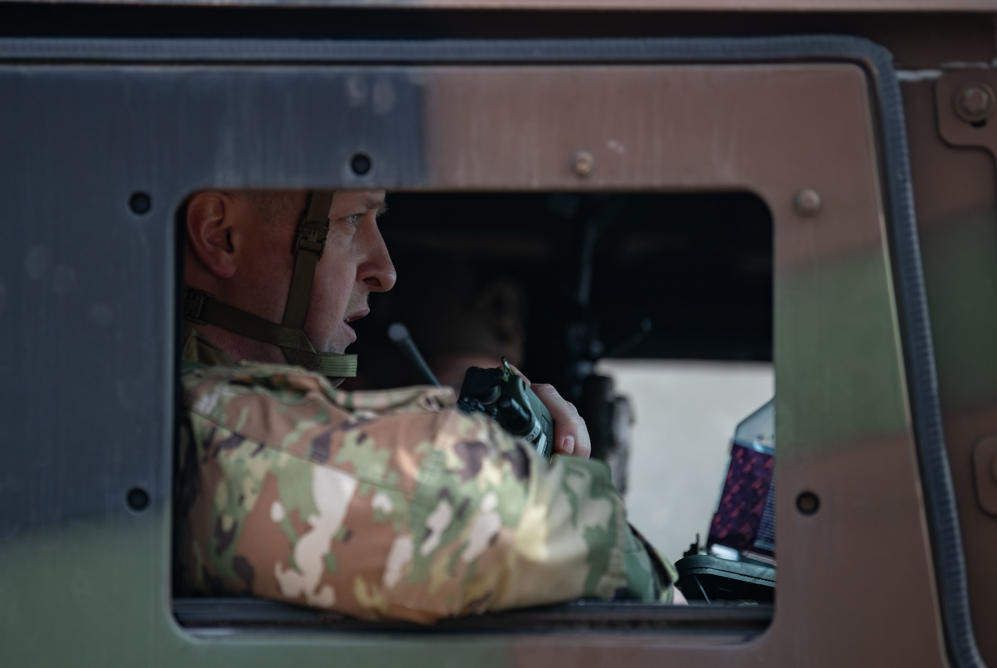 Airmen assigned to the 8th Security Forces Squadron collect and debrief after participating in simulated ground attack training at Kunsan Air Base, Republic of Korea, March 10, 2022.