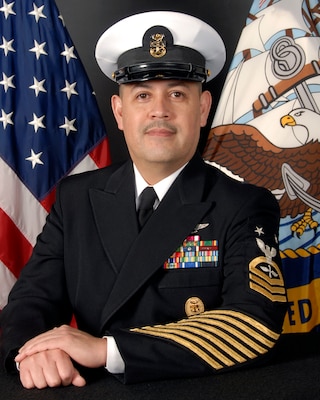 (March 23, 2022) NAVAL AIR STATION WHIDBEY ISLAND, Wash. -- Official portrait of Master Chief Aircraft Maintenanceman Jose Mata. (U.S. Navy photo)