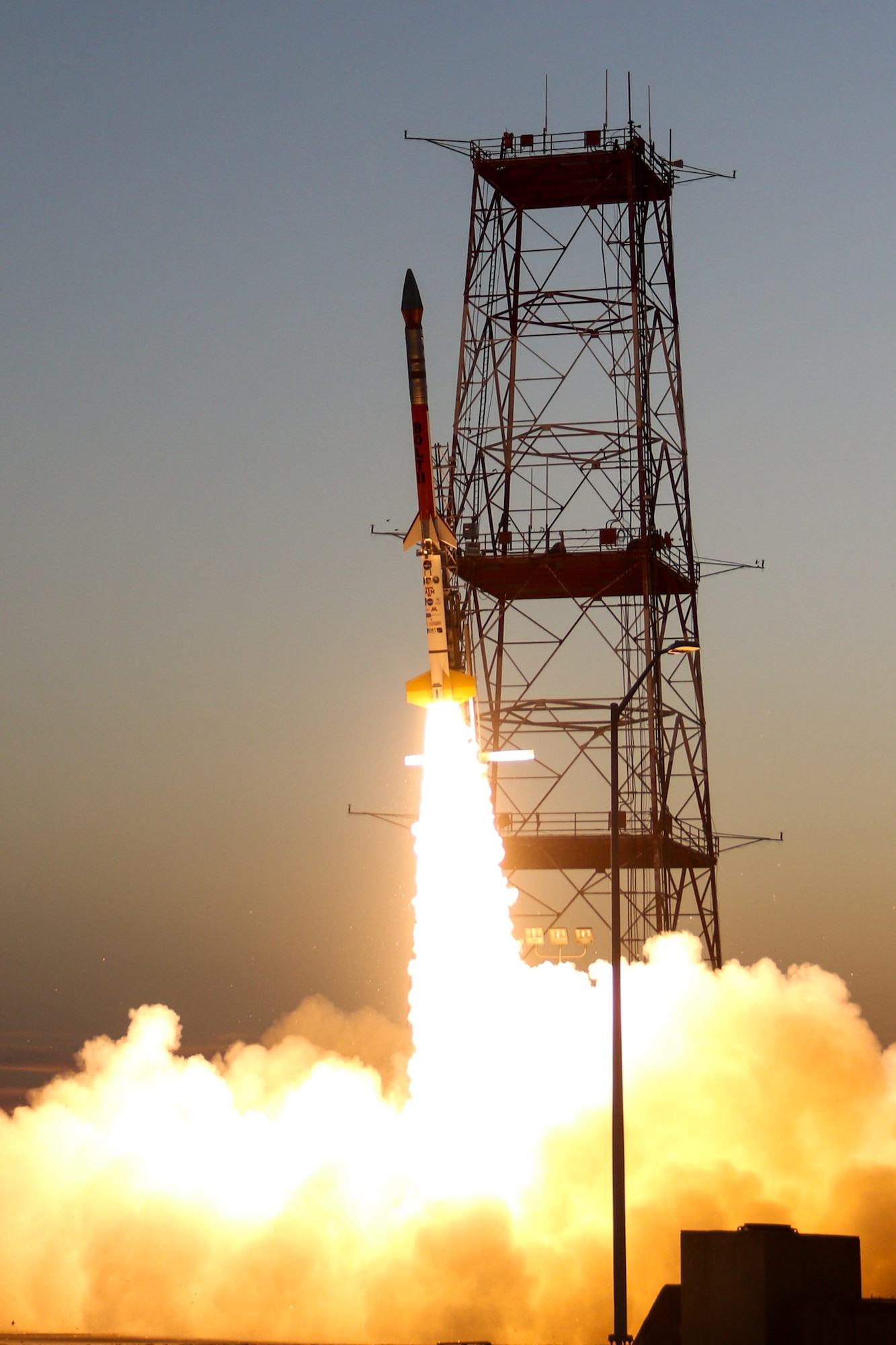 AFRL/AFOSR BOLT II Rocket launching from NASA/Wallops Flight Facility on March 21, 2022. NASA/Wallops photo/ Brian Bonsteel.