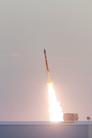 AFRL/AFOSR BOLT II Rocket launching from NASA/Wallops Flight Facility on March 21, 2022. NASA/Wallops photo/ Brian Bonsteel.