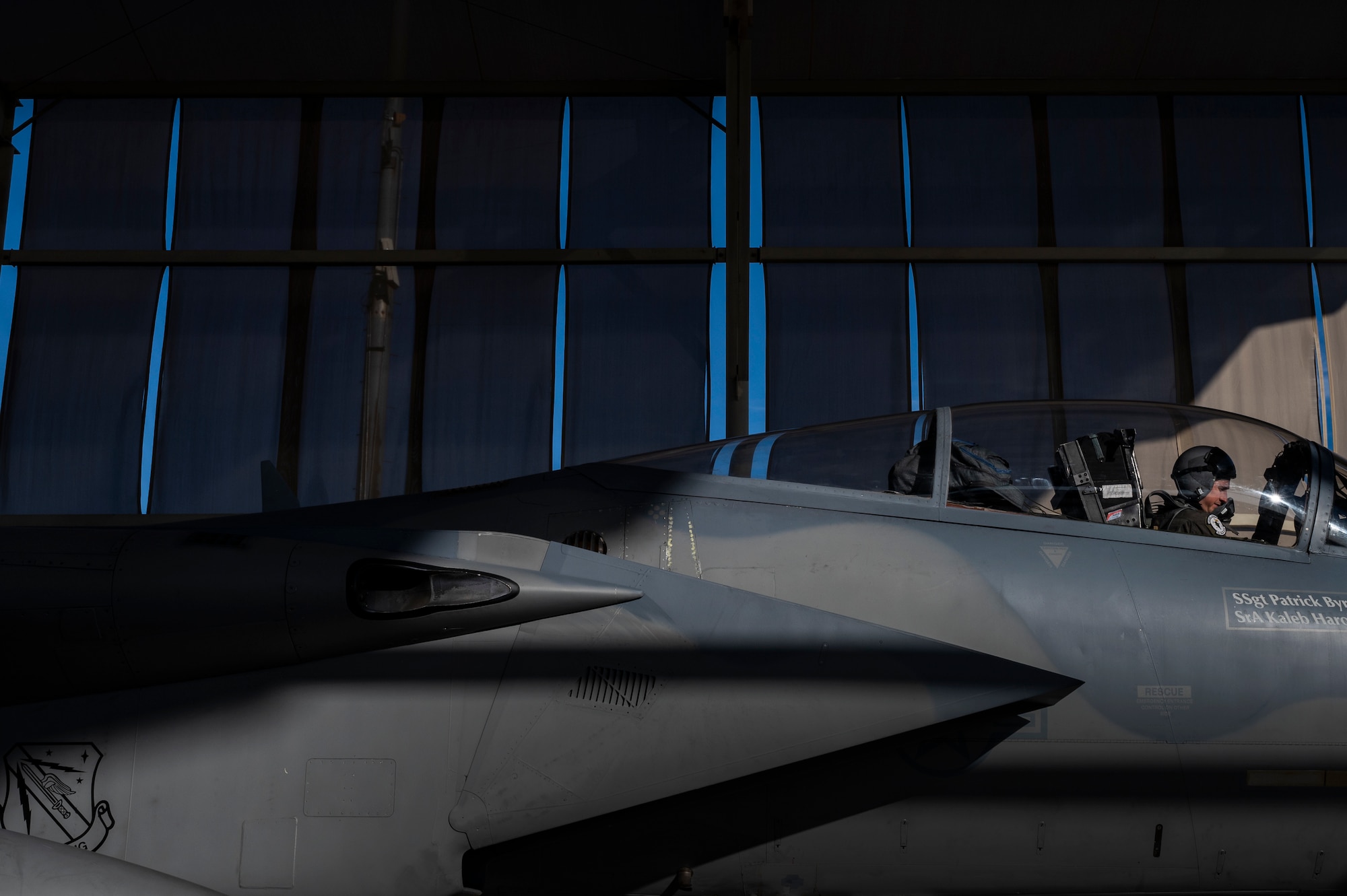 Pilot sitting in F-15C