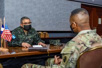 U.S. and Honduran army delegations speak during the CENTAM Working Group Meeting of Principles in Guatemala City, Guatemala, March 22, 2022. U.S. Army South Commanding General, Maj. Gen. William L. Thigpen, and Honduran army Inspector General of the Honduran Armed Forces, Gen. Omar Adalid Videa Espinal, discussed the current and future relationship between the U.S. and Honduran Armies and signed a non-binding bilateral agreement outlining the framework for coordinated activities and partnership opportunities. Delegations from the U.S., Guatemalan, El Salvadorian and Honduran armies were in attendance for the working group and discussed the upcoming CENTAM Guardian, which is a regional exercise designed to simulate regional threats and practice a combined response.