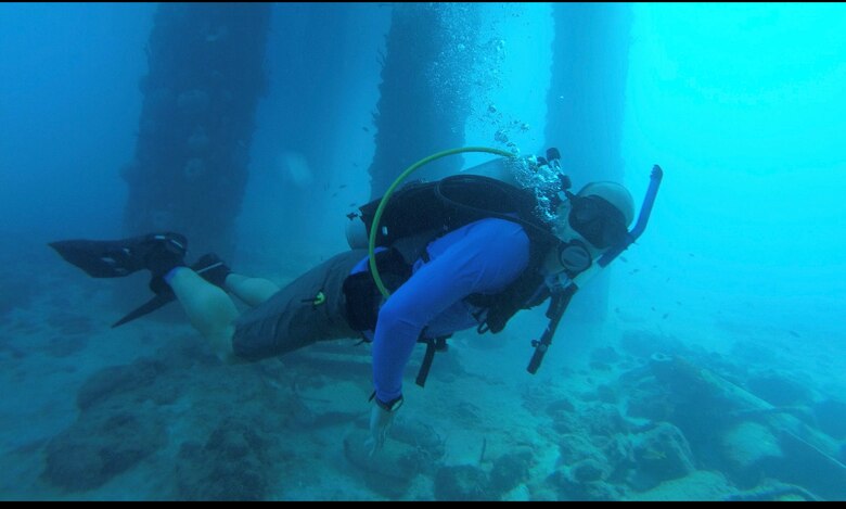 Ryan Miranda, U.S. Army Corps of Engineers, Baltimore District, Survey Technician, dives off Fredericksted, U.S. Virgin Islands in 2019. Growing up in a small town outside of Hartford, Miranda’s upbringing involved various water activities in Farmington, Connecticut. As an adult, he rowed for the Vesper Boat club U23 team, and coached rowing for his hometown high school and Capital Rowing Club in the District of Columbia. (Courtesy photo)