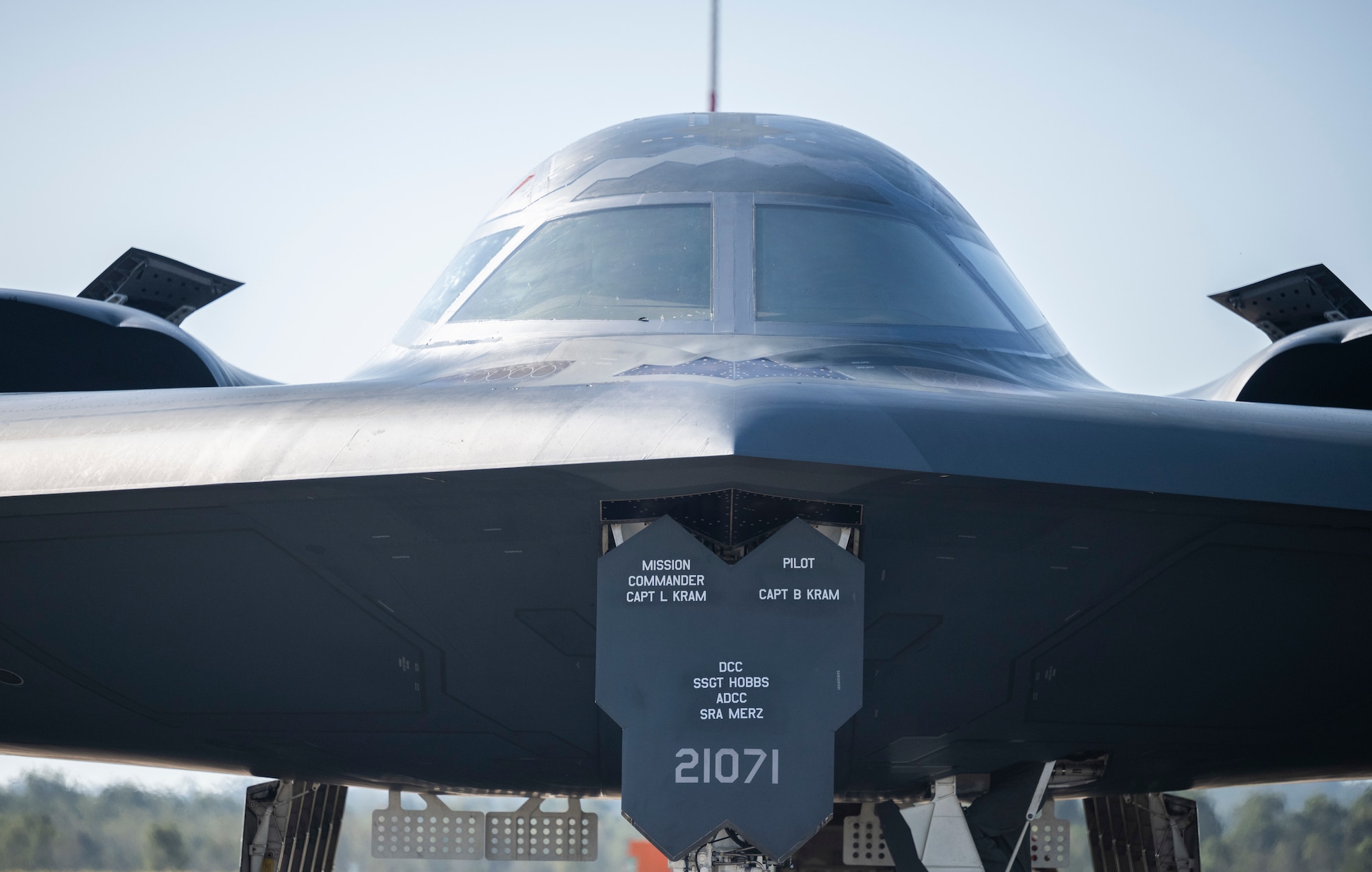 A B-2 Spirit sits at Royal Australian Air Force Base Amberley, Aus. After conducting integration with RAAF and U.S. fighters during a CONUS-to-CONUS training mission in the Indo-Pacific region, March 23, 2022. After integrating in Australian airspace, the B-2 pilots landed at Amberley—for the first time ever—and conducted a crew swap on the ground before becoming airborne and integrating with F-22 Raptors from Joint Base Pearl Harbor-Hickam, Hawaii, then returning back to Whiteman. Enhanced Air Cooperation improves our ability to train and operate with our allies and partners across the region promoting security cooperation across the region. (U.S. Air Force photo by Tech. Sgt. Hailey Haux)