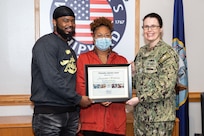 Shop 57 Insulator Jacqueline Winborne was recently named the Department of Labor's Apprentice of the Year for 2022 during a virtual ceremony Jan. 31. She was presented the award by Capt. Dianna Wolfson and Supervisor Delmonta Palmer Mar. 16.