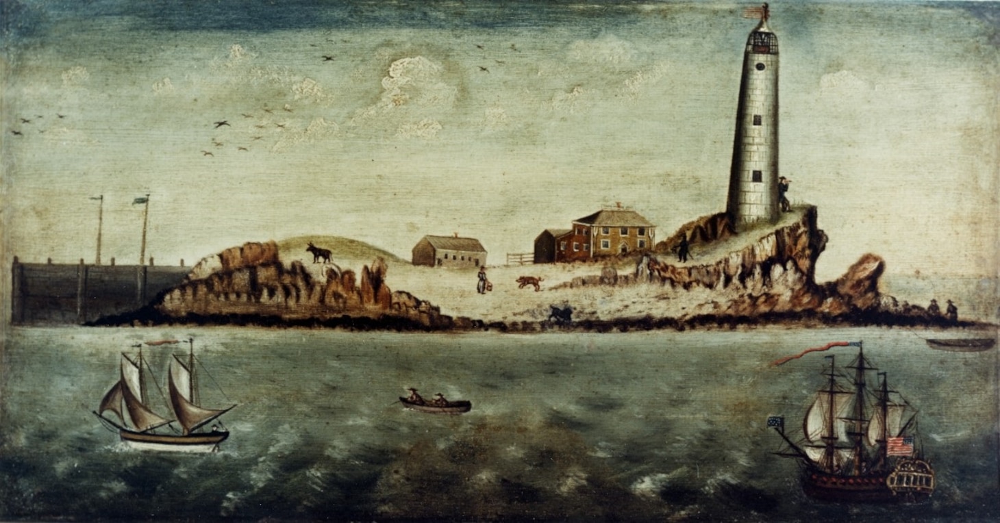 Continental Frigate Alliance (1778-1785) Contemporary painting by Captain Matthew Parke, USMC, depicting Alliance, in the lower right, passing Boston Lighthouse from sea, 1781. Courtesy of the Naval Historical Foundation, Washington, D.C. Donated by Captain Parke's Great Granddaughter, Miss Annie H. Parke, February 1936. Official U.S. Navy Photograph.