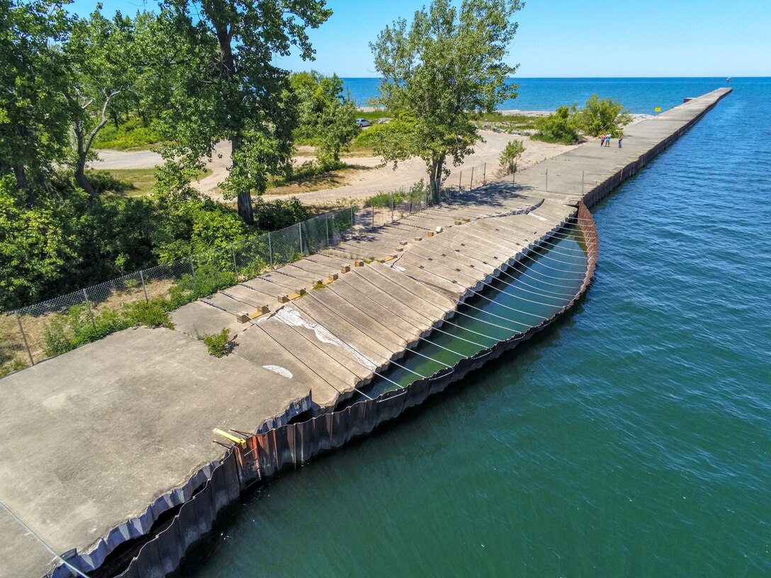 A concrete pier on Lake Ontario.