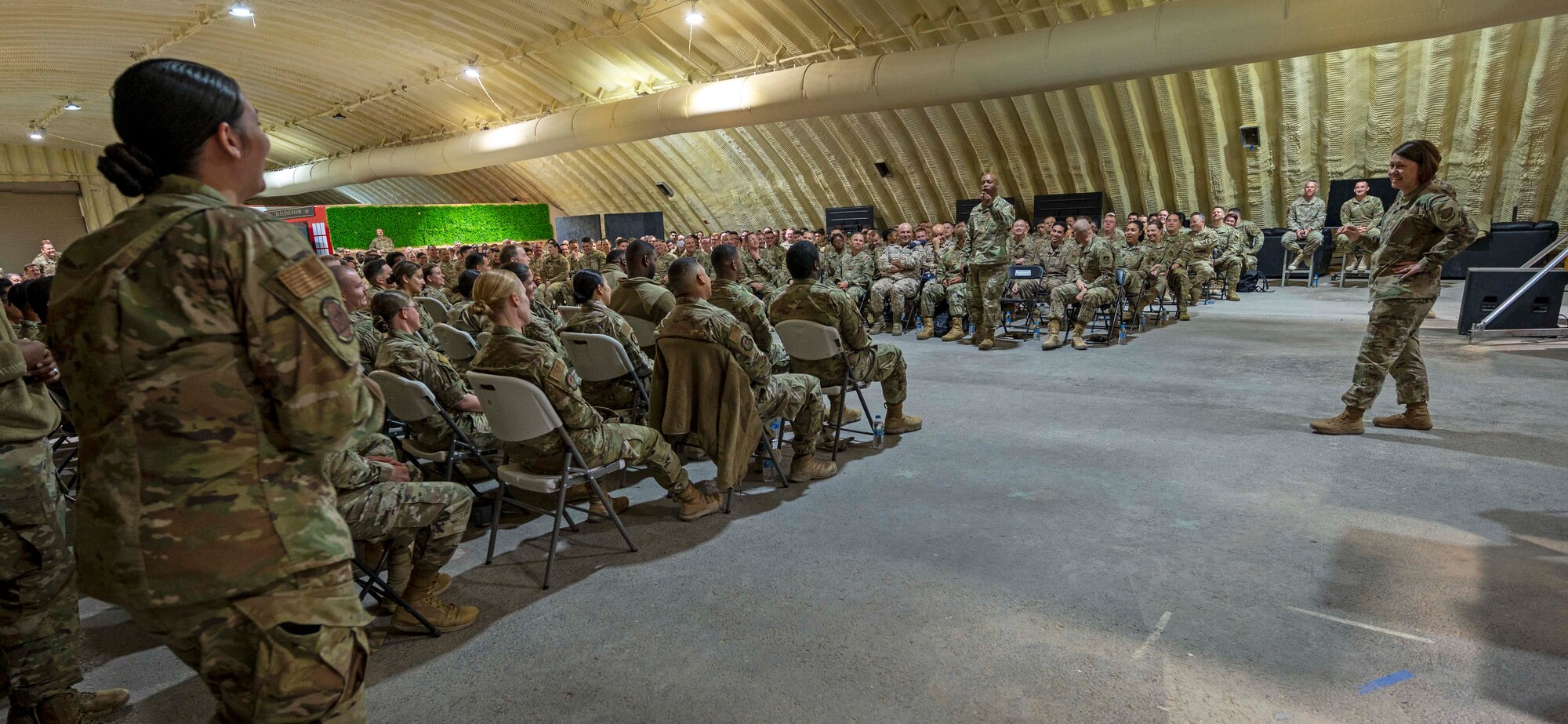 CMSAF Bass visits the 332d Air Expeditionary Wing at an undisclosed location in Southwest Asia, March 23, 2022.