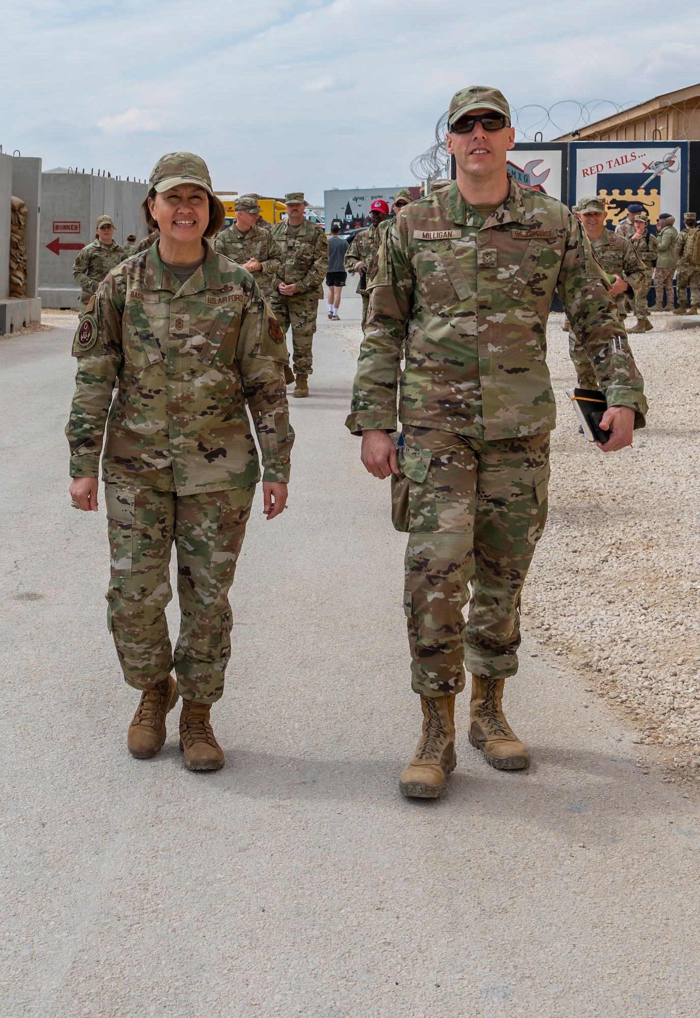 CMSAF Bass visits the 332d Air Expeditionary Wing at an undisclosed location in Southwest Asia, March 23, 2022.