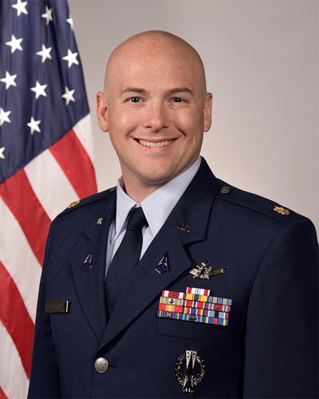 U.S. Space Force Maj. Matthew Douglas, Space Delta 3 - Space Electromagnetic Warfare, director of staff, discusses emotional intelligence in the U.S. Space Force at Peterson Space Force Base, Colorado.