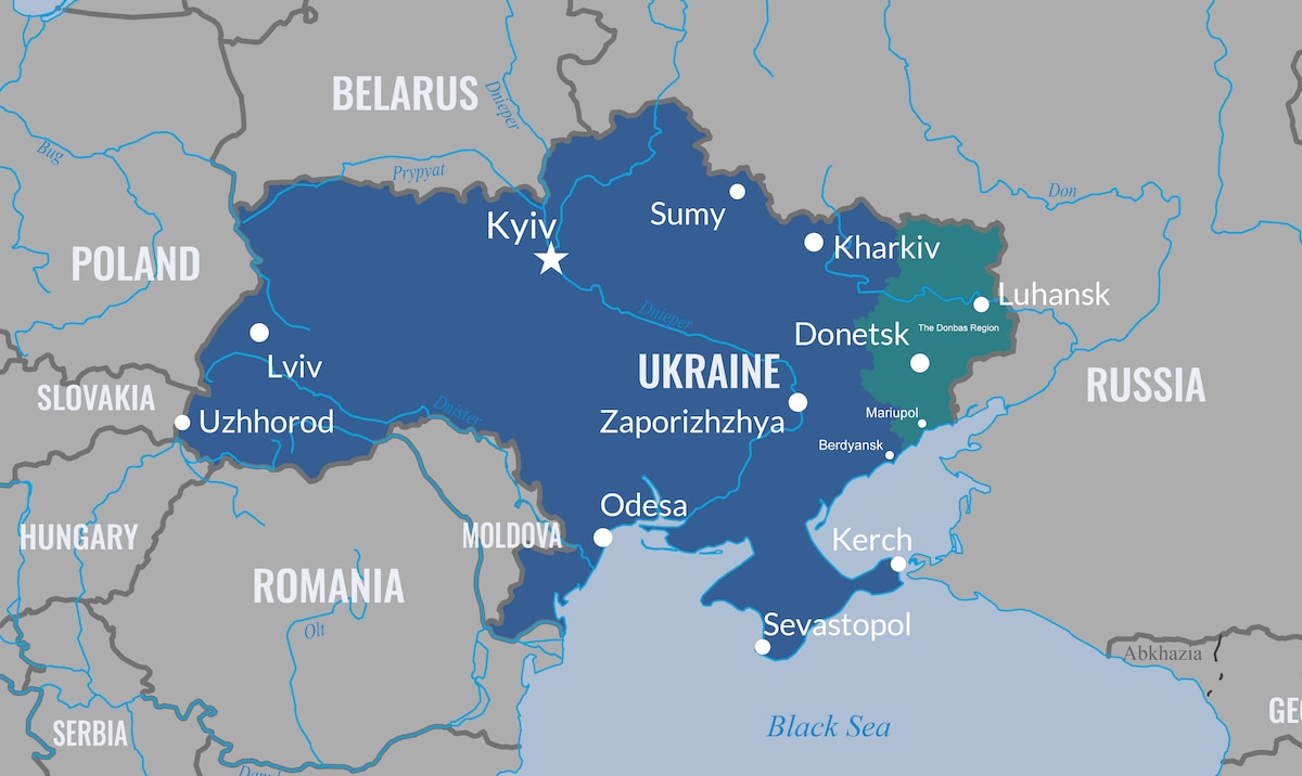 A map of Ukraine is shown.