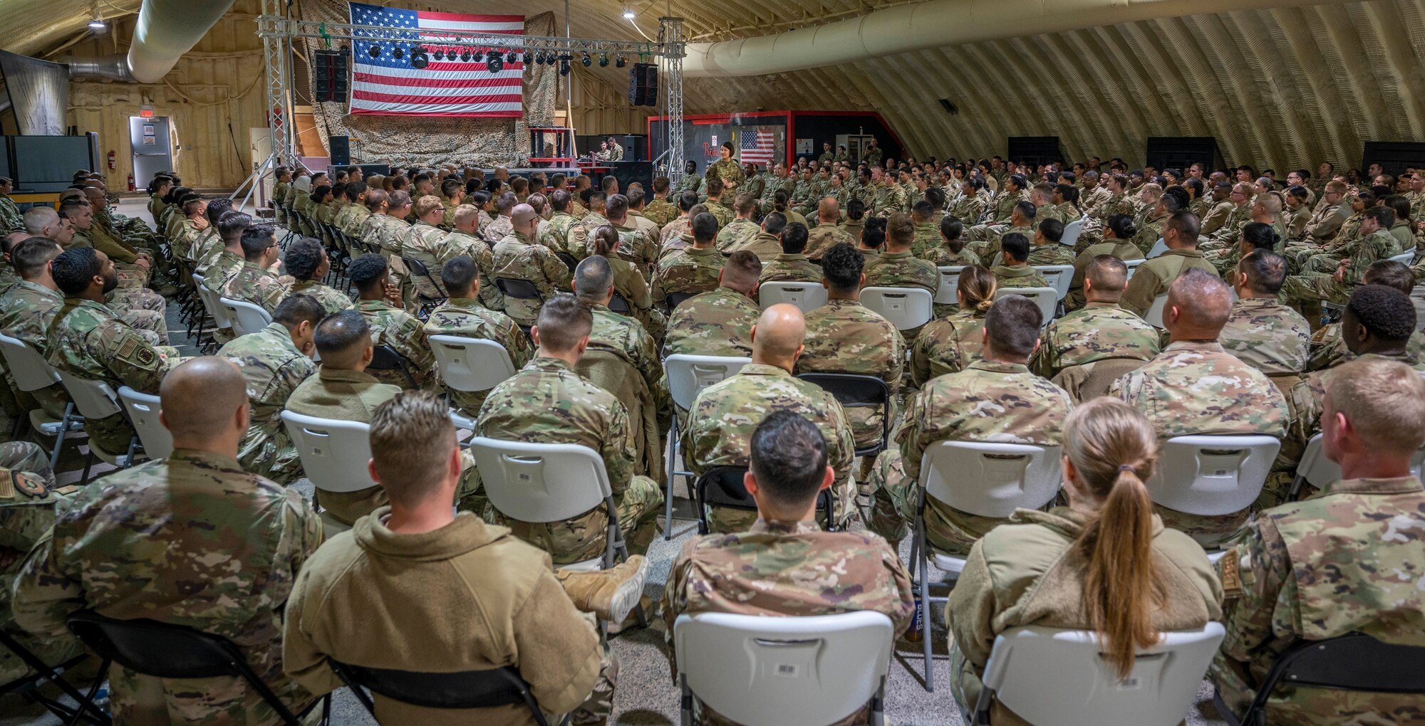 CMSAF Bass visits the 332d Air Expeditionary Wing at an undisclosed location in Southwest Asia, March 23, 2022.