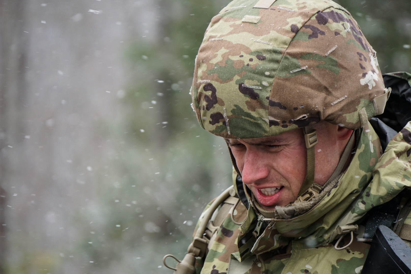 Virginia National Guard Soldiers participate in land navigation training March 12, 2022, at Fort A.P. Hill, Virginia. The training was part of a pre-Officer Candidate School drill weekend for Soldiers interested in attending OCS. (U.S. Army National Guard photo by Maj. Ben Melin)