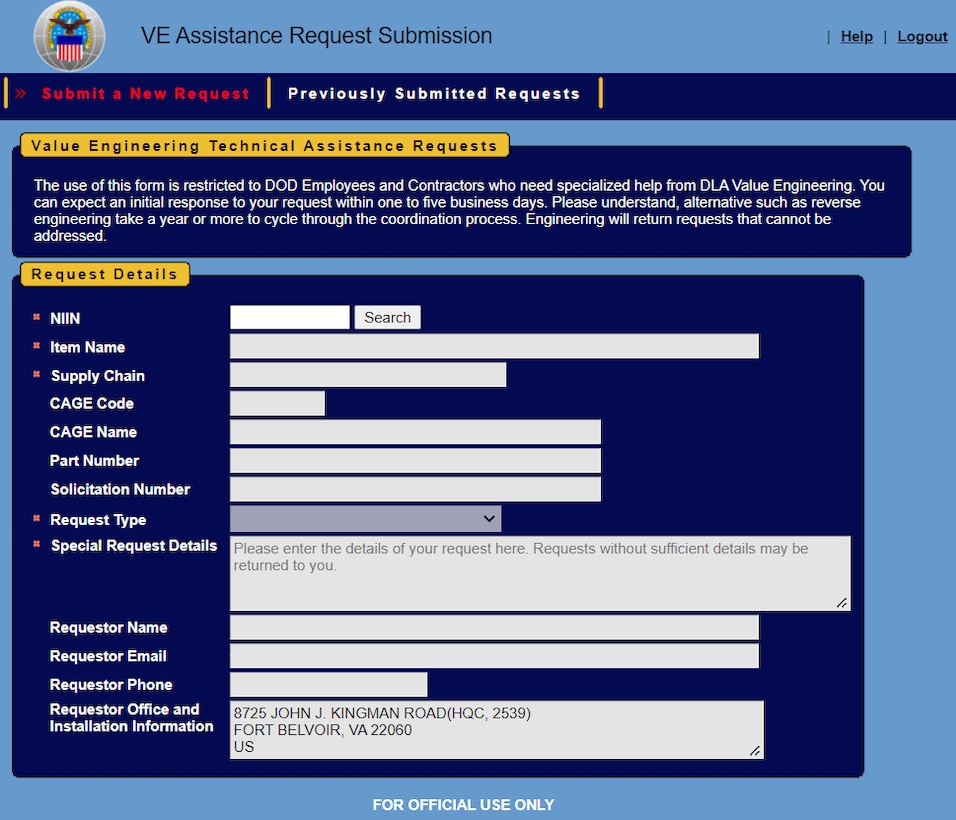 Screenshot of VE ARM Application