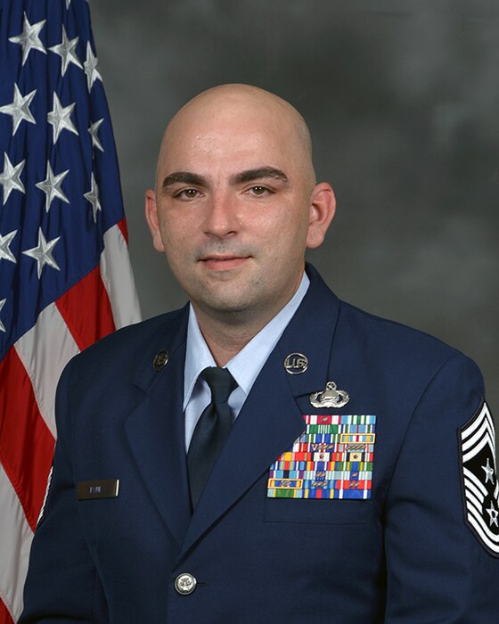 This is the bio photo for Chief Master Sergeant Kevin A. Paul Jr, 557th Weather Wing command chief.