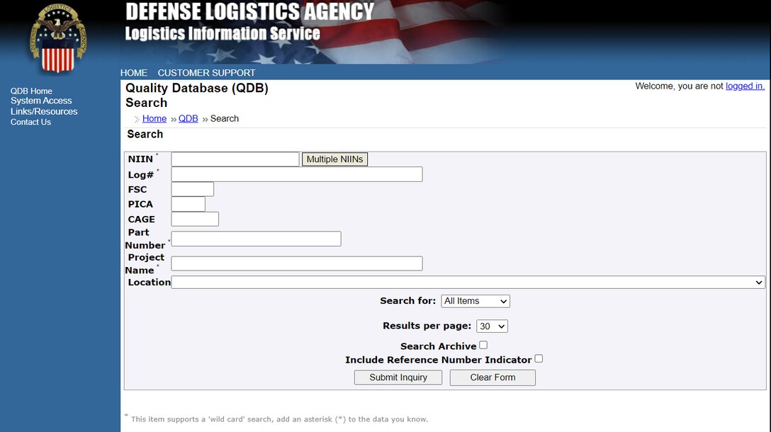 Screenshot of QDB Application