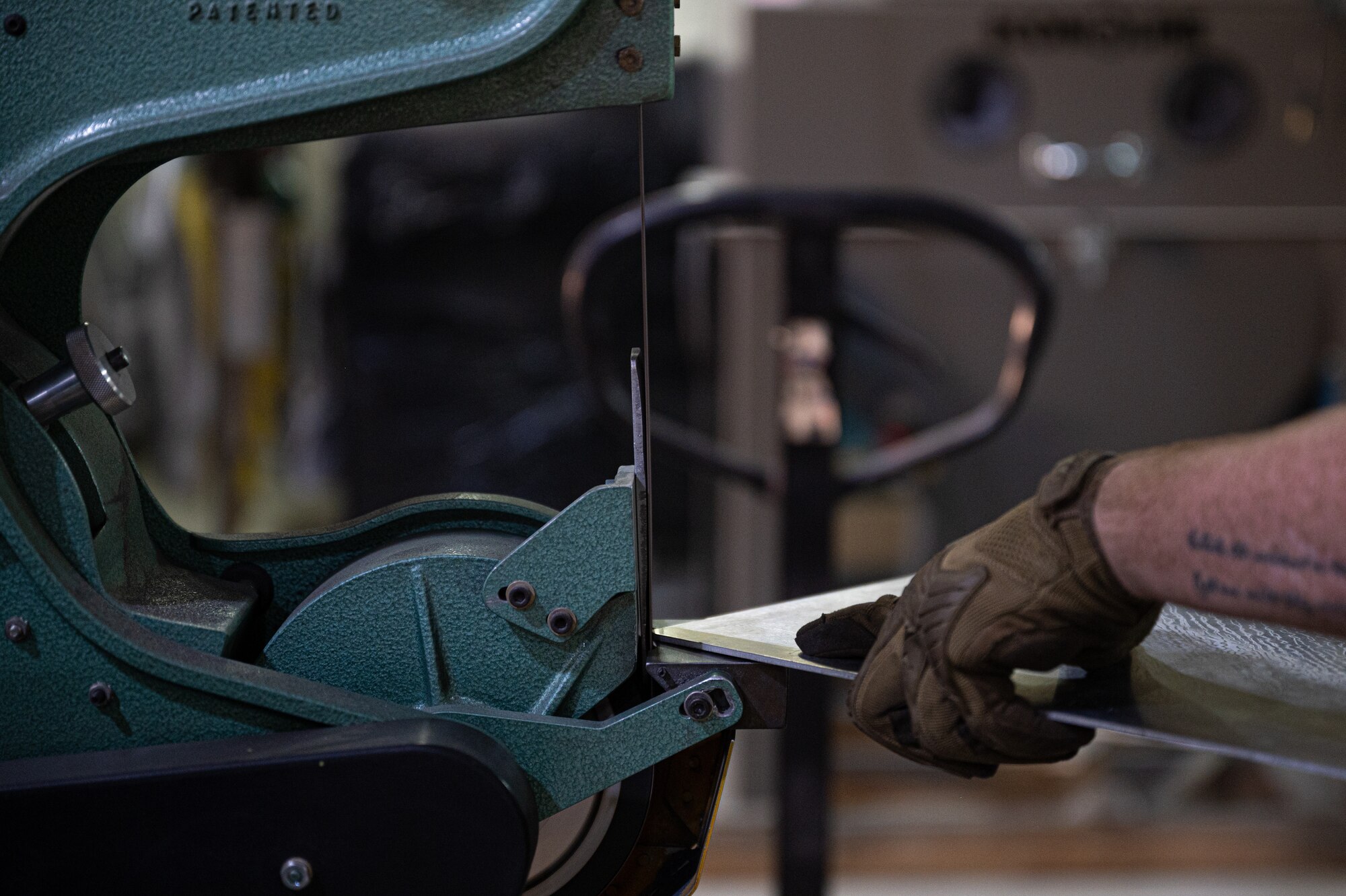 The 4th Expeditionary Special Operations Squadron, Joint Special Operations Air Component Central welds sheet metal at Ali Al Salem Air Base, Kuwait.  The process streamlines accountability and return time to ASAB aircrew.