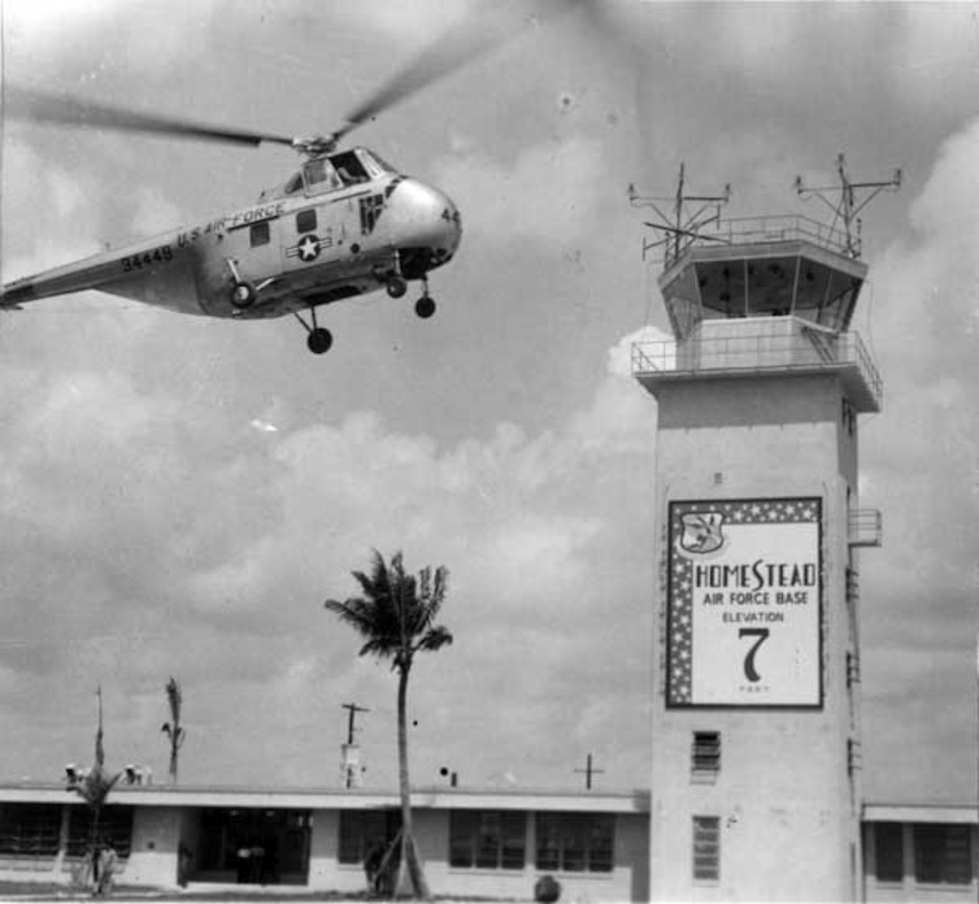 A Sikorsky H-34 “Choctaw” helicopter takes off from HAFB circa 1967