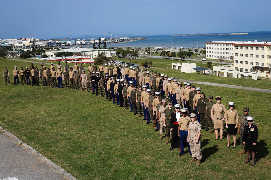In honor of Women’s History Month, all the female Marines and Sailors who make up 3rd Sustainment Group gathered to take a group photo at Camp Kinser, Okinawa, Japan, Mar. 16, 2022. 3rd MLG, based out of Okinawa, Japan, is a forward-deployed combat unit that serves as III Marine Expeditionary Force’s comprehensive logistics and combat service support backbone for operations throughout the Indo-Pacific area of responsibility.