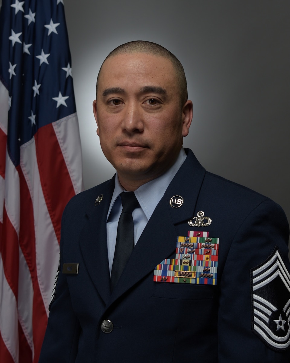 This is the official biography photo for CMSgt Stephen Hale, 1st Weather Group superintendent.