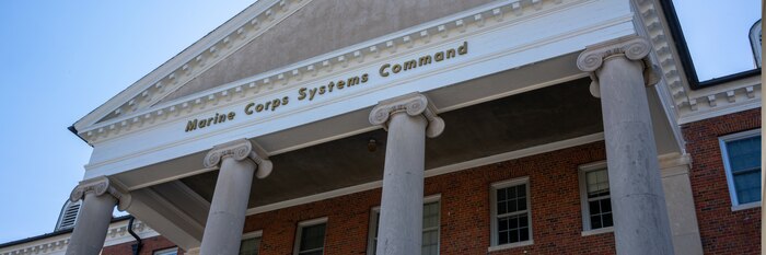 Building with Marine Corps Systems Command signage across the front of it.