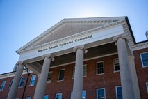 Building with Marine Corps Systems Command signage across the front of it.