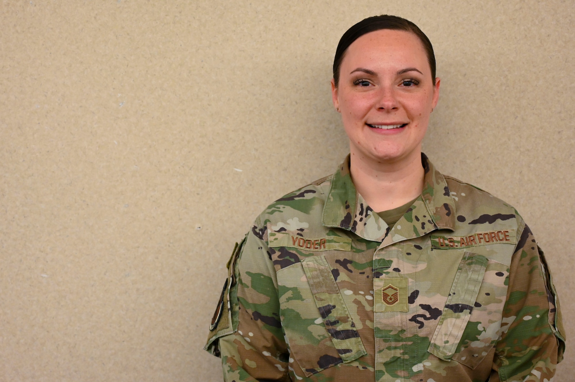Master Sgt. Shawna Yoder, 19th Operational Medical Readiness Squadron flight chief, poses for a photo