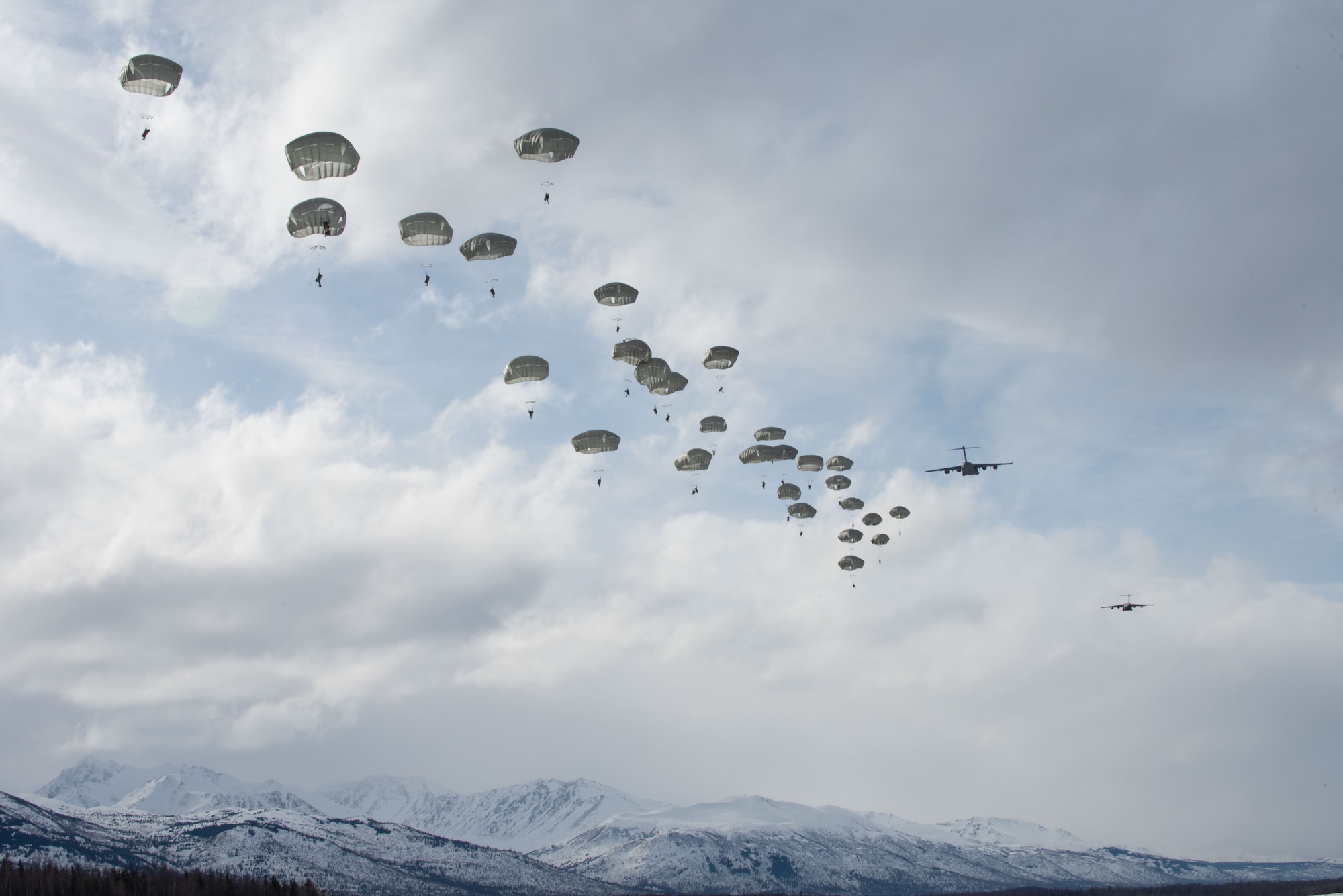 Photo of paratroopers jumping from C-17