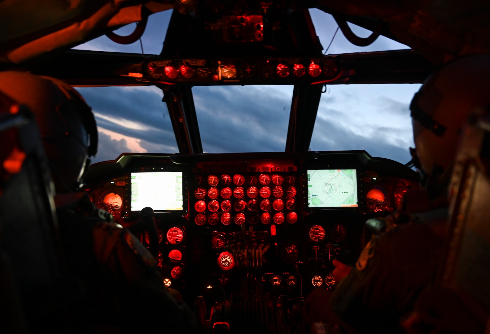 U.S. Air Force B-52H Stratofortress aircrew, deployed with the 96th Expeditionary Bomb Squadron, flies the aircraft toward level altitude after departing Andersen Air Base, Guam, for some aerial range training in support of a Bomber Task Force deployment, Feb. 28, 2022. The United States maintains a strong, credible bomber force that enhances the security and stability of allies and partners. (U.S. Air Force photo by Master Sgt. Burt Traynor)