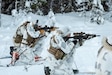 Airmen with the Kentucky Air National Guard’s 123rd Special Tactics Squadron fire their M4 rifles while on skis at a range in Grubbnäsudden, Sweden, Jan. 13, 2022. Fifteen members from the 123rd STS — including combat controllers; pararescuemen; special reconnaissance personnel; search, evasion, resistance and escape troops; and support Airmen — came here to build upon their relationship with European partners during an arctic warfare training course. (U.S. Air National Guard photo by Phil Speck)