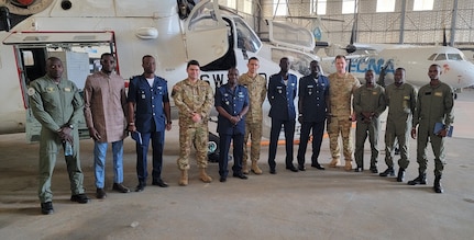 Vermont Army National Guard rotary-wing pilots with 86th Troop Command conducted an aviation exchange with Senegalese Air Force pilots, March 13-19, 2022. The exchange was part of the State Partnership Program and the pilots discussed topics of aviation safety in addition to visiting Senegalese Air Force facilities. (courtesy photo)