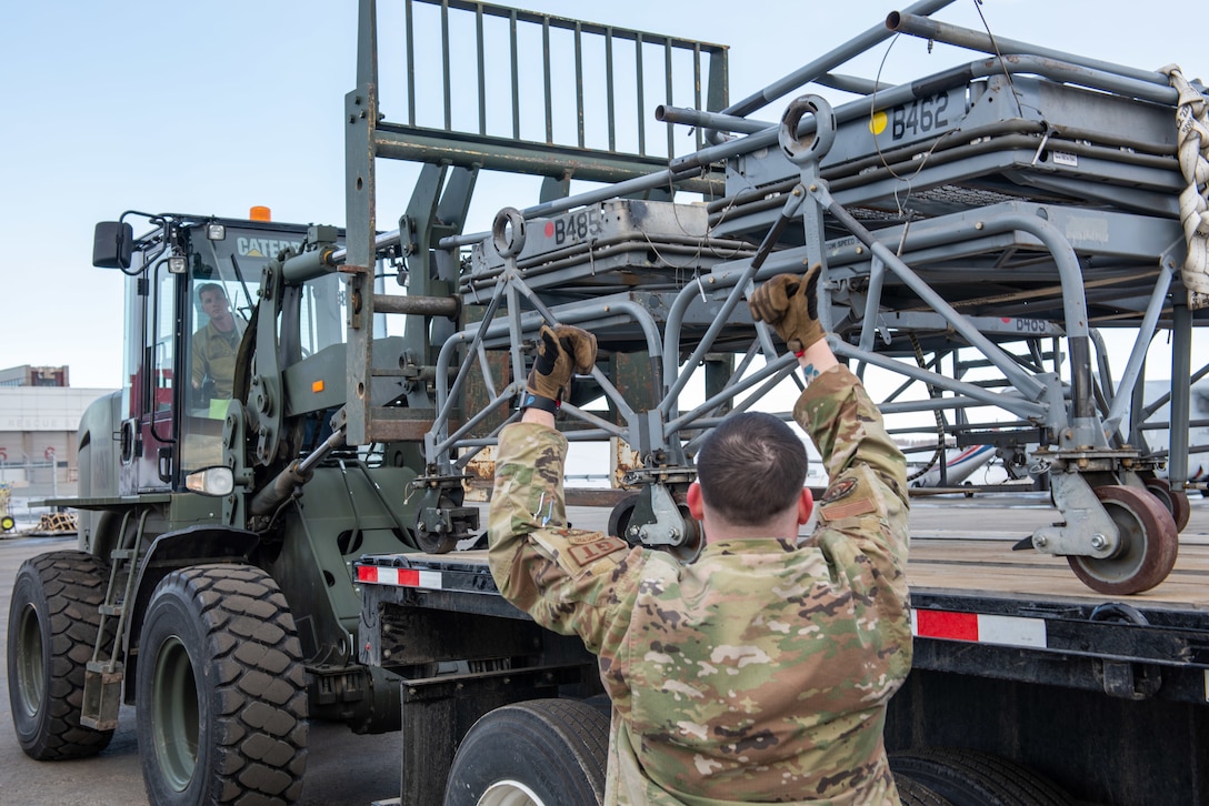 A photo of U.S. Airmen setting up a forward operating base in support of exercise Polar Force 22-4.