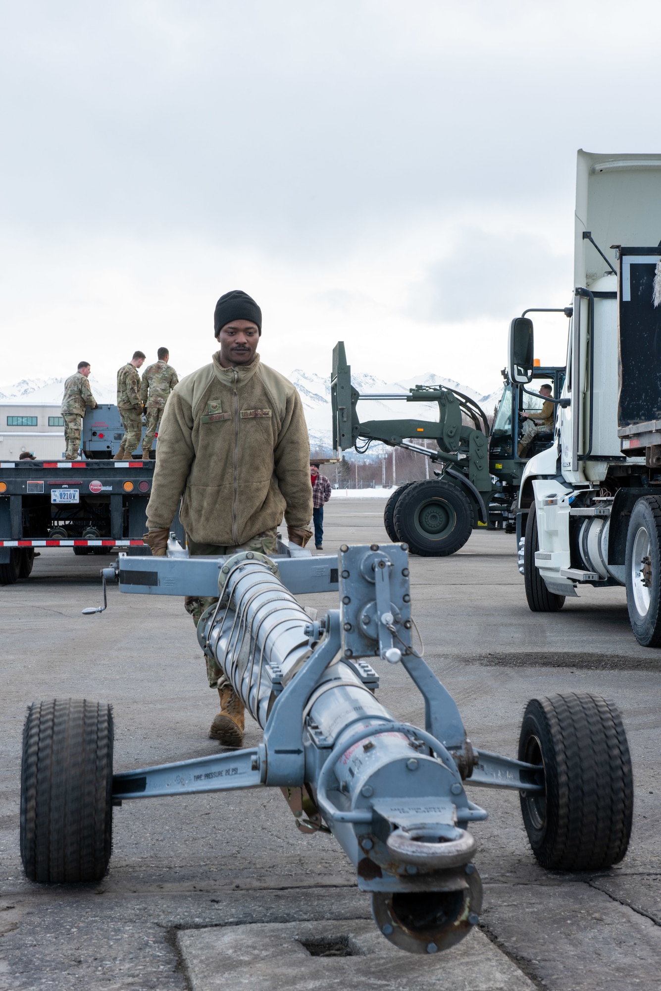 A photo of U.S. Airmen setting up a forward operating base in support of exercise Polar Force 22-4.