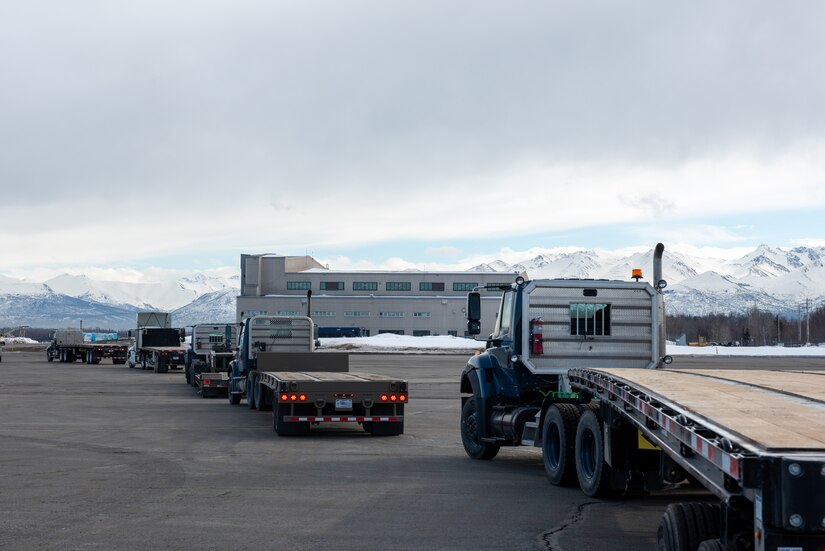 A photo of U.S. Airmen setting up a forward operating base in support of exercise Polar Force 22-4.