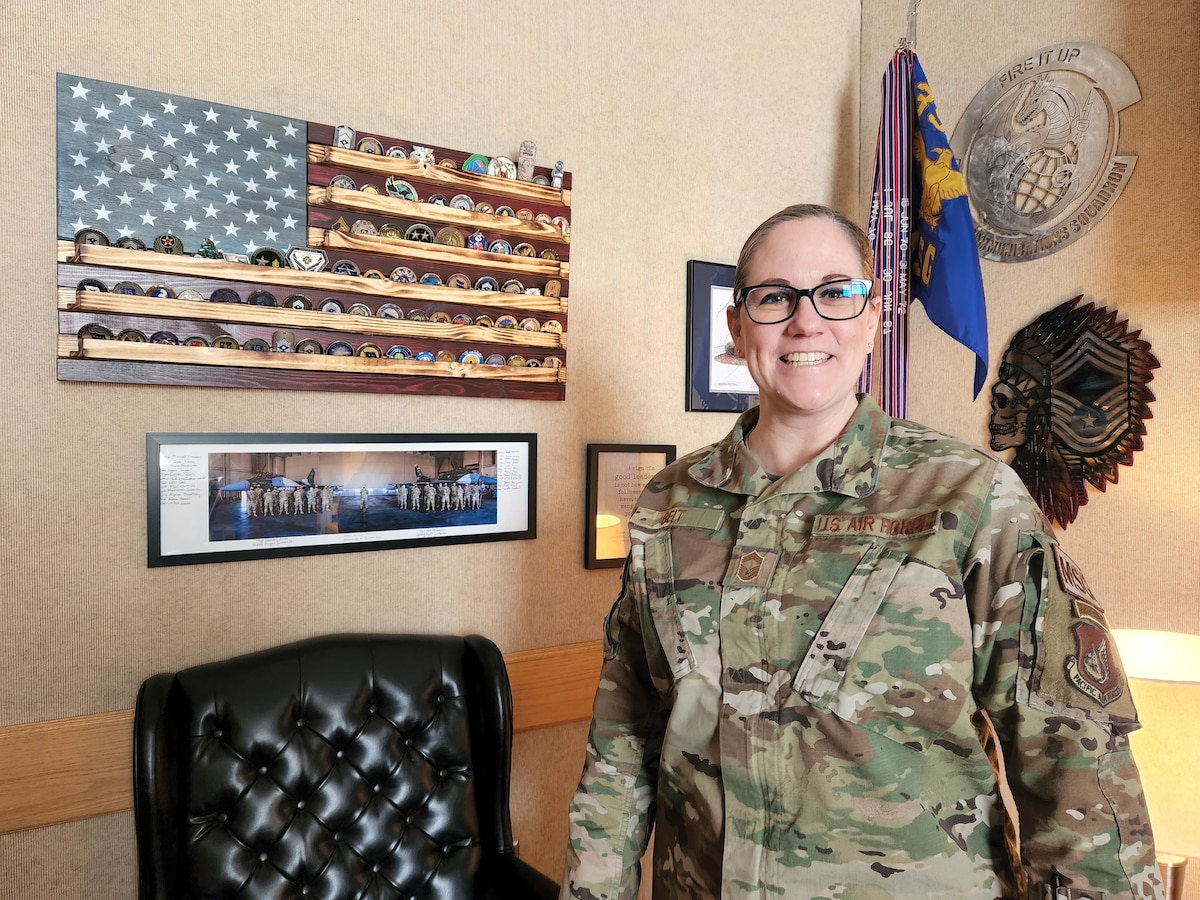 U.S. Air Force Chief Master Sgt. Mary Belt, the 354th Mission Support Group senior enlisted leader, poses for a photo on Eielson Air Force Base, Alaska, March 22, 2022.