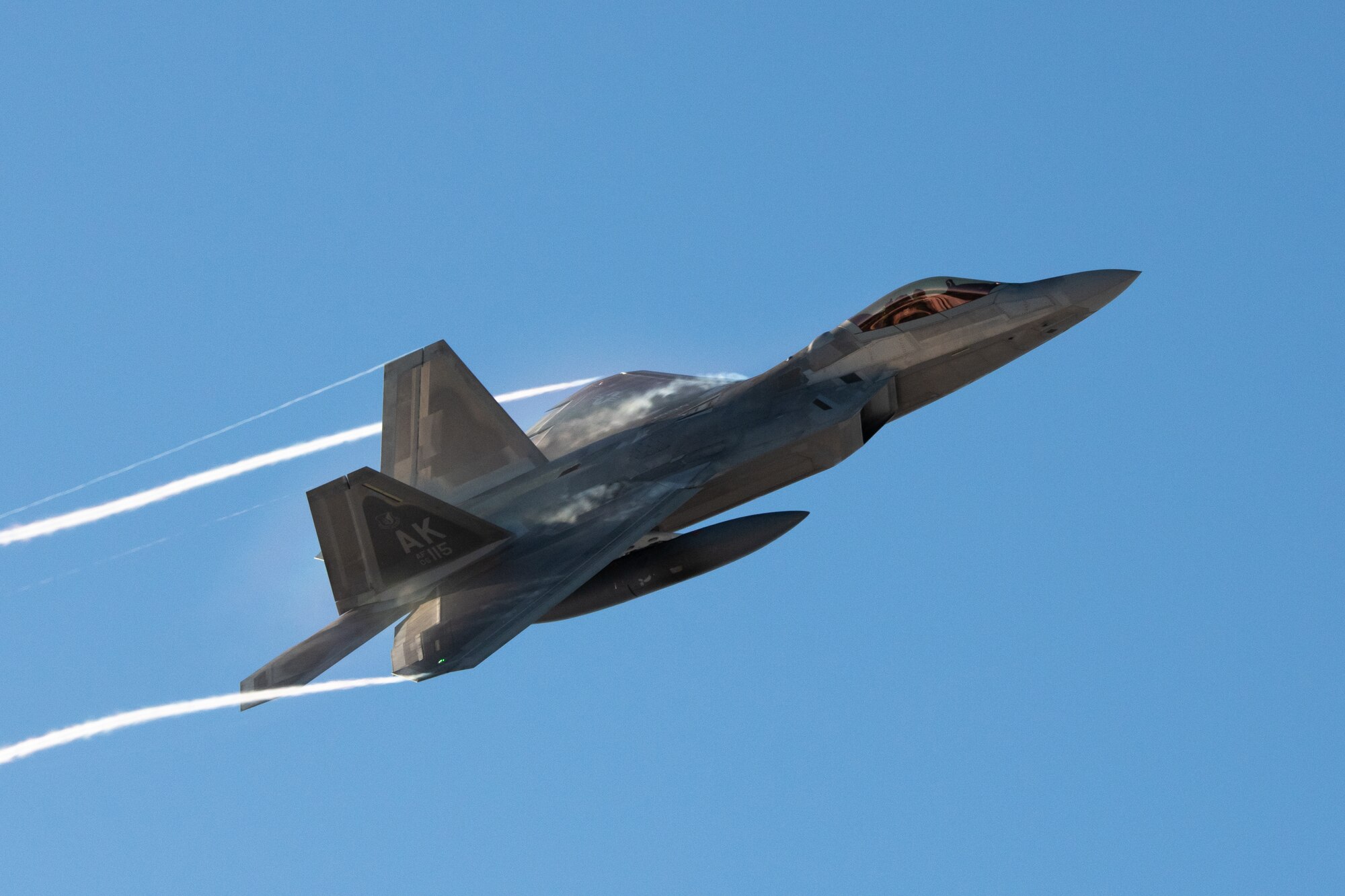 A photo of an F-22 Raptor flying