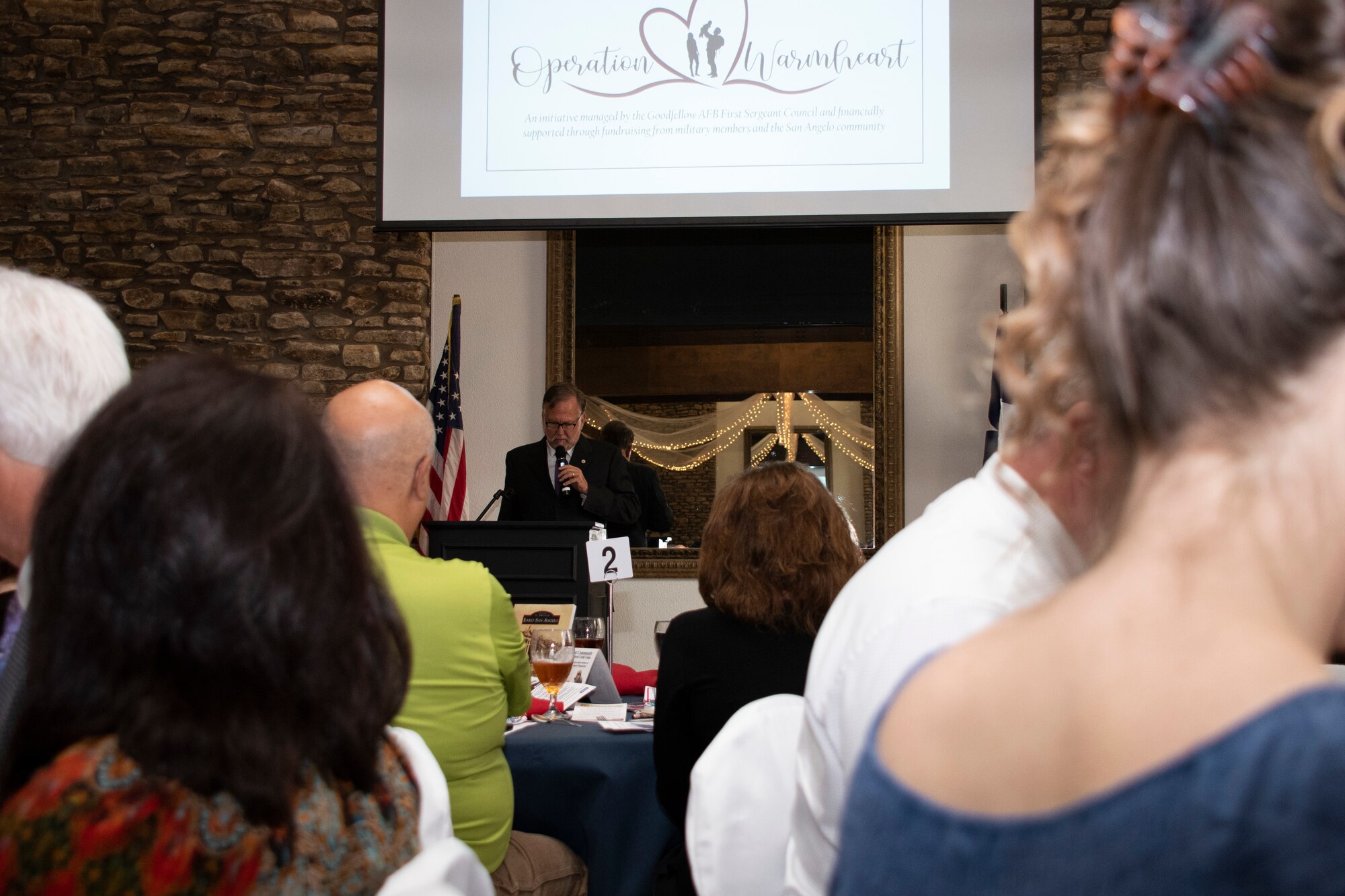 Mr. Walt Koenig, San Angelo Chamber of Commerce CEO, speaks during a San Angelo Chamber of Commerce luncheon, San Angelo, Texas, March 29, 2022. The luncheon allowed attendees to hear updates from various San Angelo community members, and 17th Training Wing representatives. (U.S. Air Force photo by Senior Airman Michael Bowman)