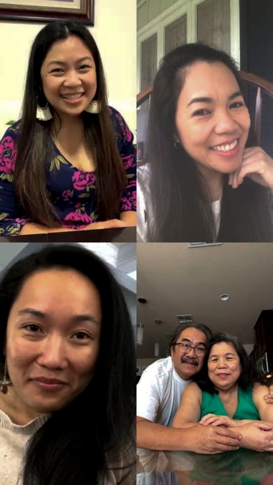 A photo from a video call with an Airman and their family