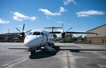 A C-146A Wolfhound aircraft from Duke Field, Florida is set up as a static display at a youth open house March 12, 2022, at Moody Air Force Base, Georgia.