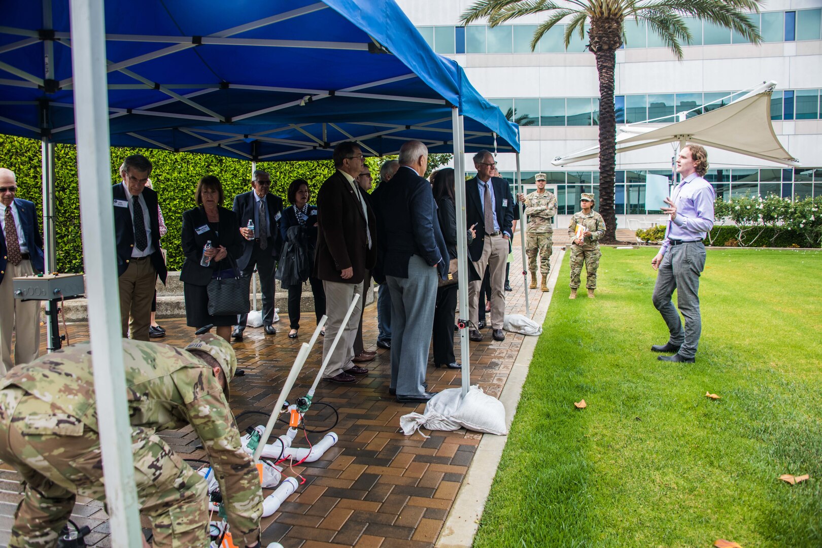 Los Angeles Air Force Base (LA AFB) hosted a one-day event in honor of the Defense Orientation Conference Association’s (DOCA) recent donation to the Friends of the Airman & Family Readiness Center (A&FRC), at LAAFB, Calif., Mar. 28, 2022. Close to 50 DOCA members attended to present the donation and to learn more about what Space Systems Command (SSC) is doing to address threats, challenges, and innovation in the space domain.