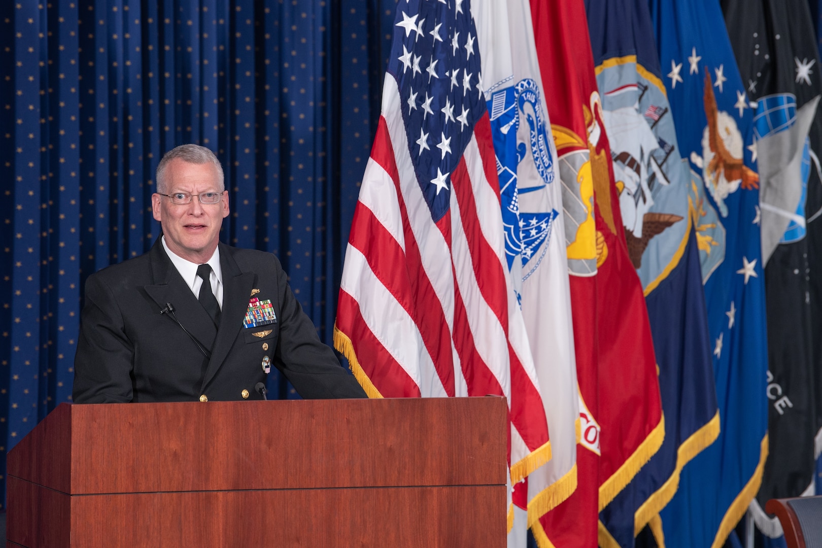 Navy Rear Adm. Grafton Chase, director of the DLA Joint Reserve Force and DLA CFC vice chair, kicks off the CFC awards ceremony. (Photo by Christopher Lynch, DLA Graphics-Multimedia Division)