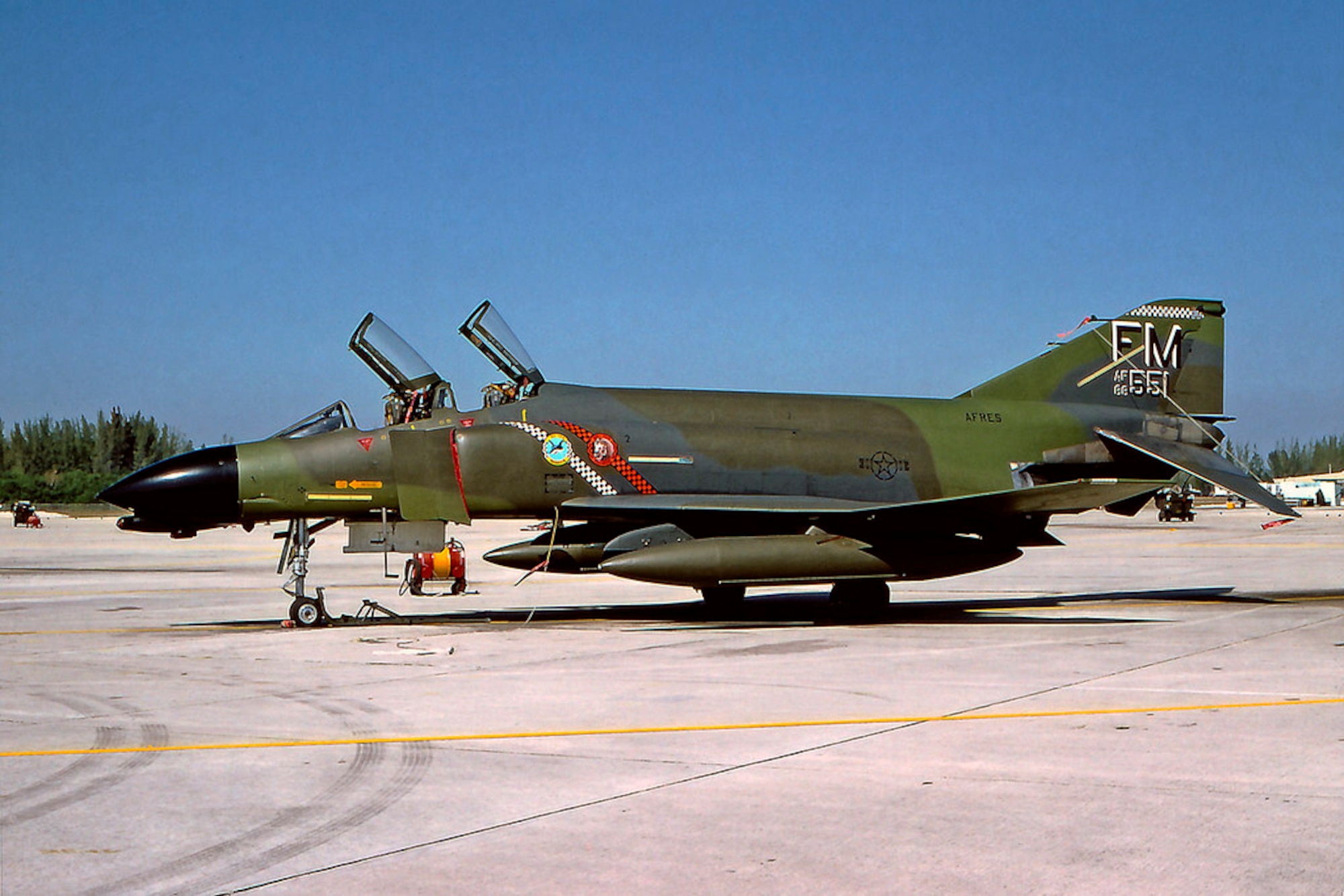 An F-4 Phantom II aircraft assigned to the 482nd Fighter Wing is parked on the flightline at Homestead Air Force Base, Fla., during the 1980's. (Courtesy photo)