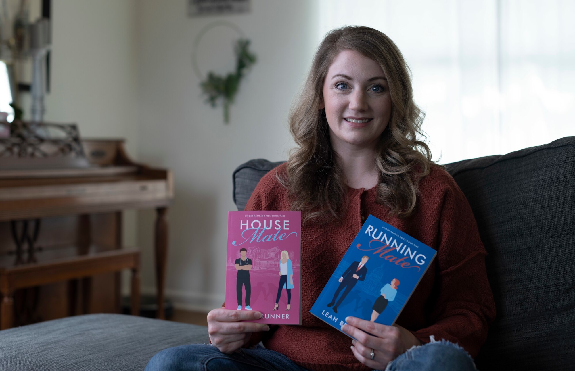 Photos of Leah Brunner, a published author and military spouse.