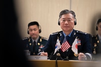 Army Gen. Mark A. Milley, chairman of the Joint Chiefs of Staff, meets with Japan Chief of the Joint Staff Gen. Koji Yamazaki and Chairman of the Republic of Korea Joint Chiefs of Staff Gen. Won In Choul during a trilateral meeting at Camp Smith, Hawaii, March 30, 2022. (DOD Photo by Navy Chief Petty Officer Carlos M. Vazquez II)