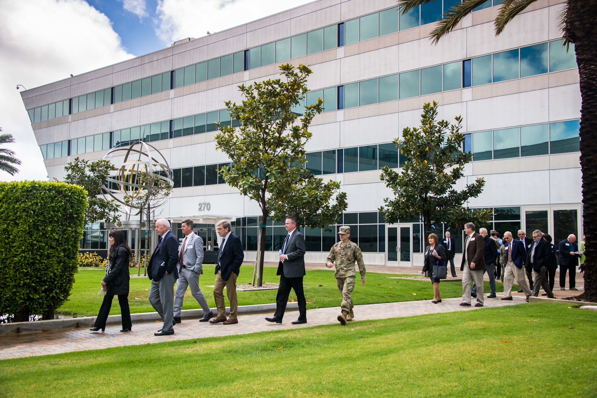 Los Angeles Air Force Base (LA AFB) hosted a one-day event in honor of the Defense Orientation Conference Association’s (DOCA) recent donation to the Friends of the Airman & Family Readiness Center (A&FRC), at LAAFB, Calif., Mar. 28, 2022. Close to 50 DOCA members attended to present the donation and to learn more about what Space Systems Command (SSC) is doing to address threats, challenges, and innovation in the space domain.