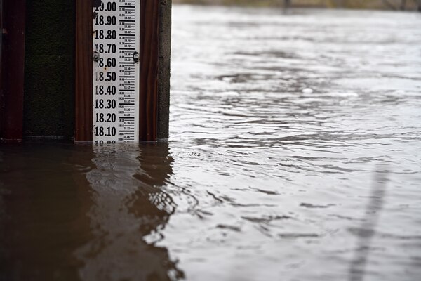 River gage measures water at 18.02 feet