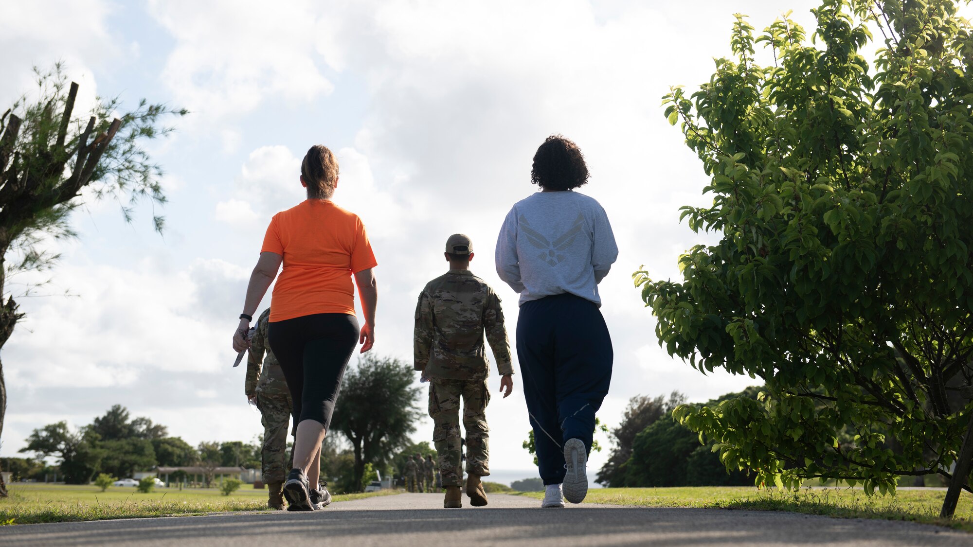 U.S. Air Force service members participate in a silent walk during Days of Remembrance week at Kadena Air Base, Japan, April 25, 2022. The Days of Remembrance were instated to raise awareness about the victims of the Holocaust and those who liberated the concentration and labor camps. (U.S. Air Force photo by Senior Airman Jessi Monte)