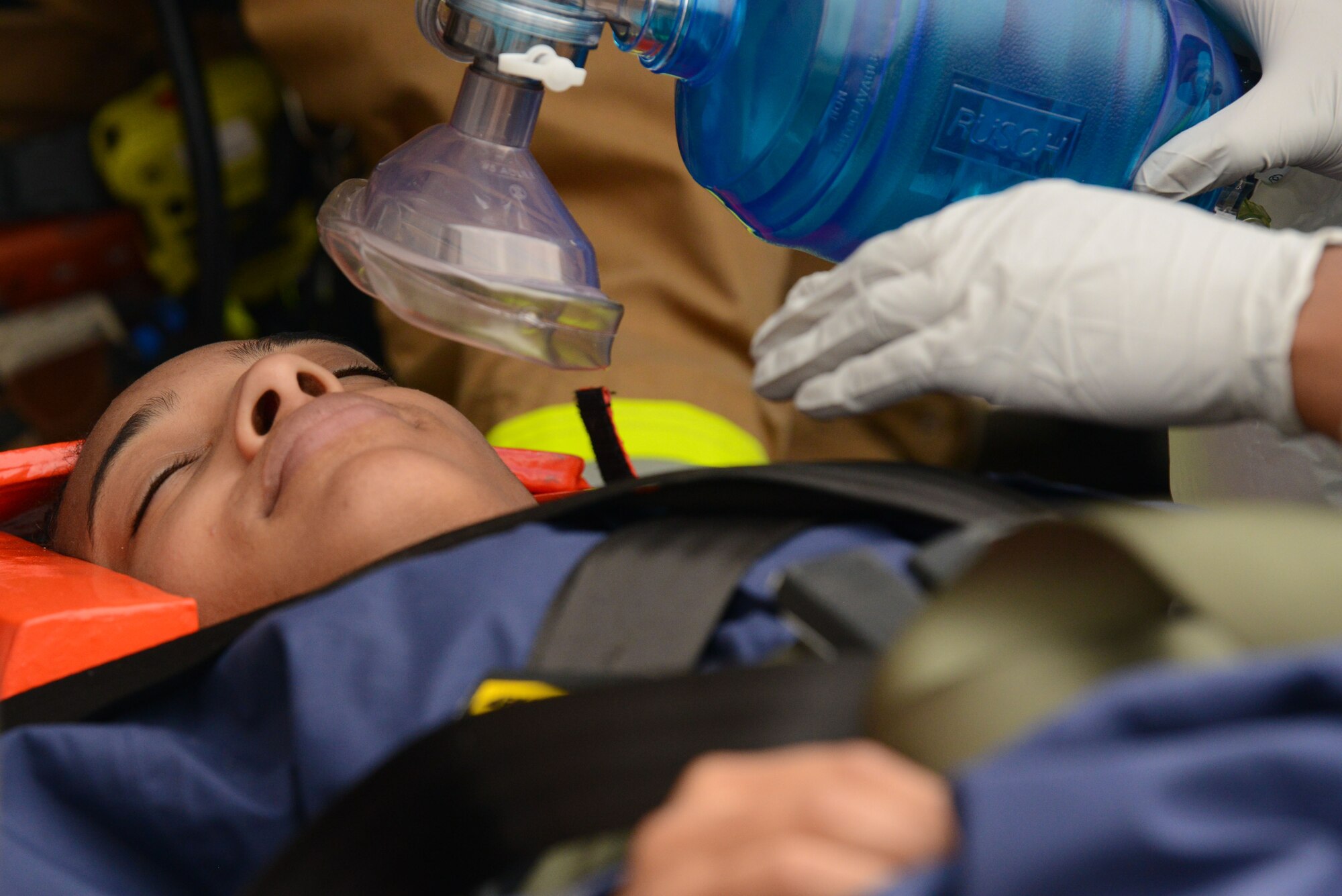 Airman 1st Class Jada Spencer, 31st Maintenance Squadron aircraft fuel systems Technician, receives simulated CPR